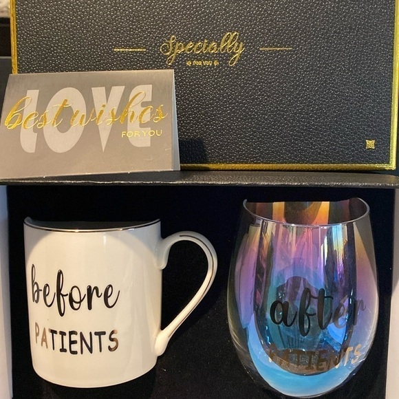 Wine glass and coffee mug gift set - before patients -after patients . - Picture 1 of 7
